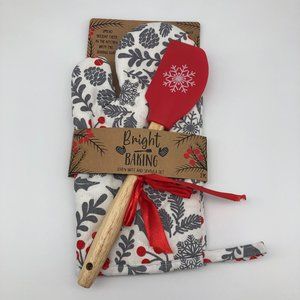Bright Baking 2pc Christmas Holiday Kitchen Oven Mitt and Spatula Set NEW
